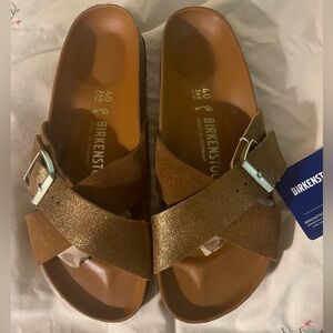 Birkenstock Gold/Tan Leather Sandals